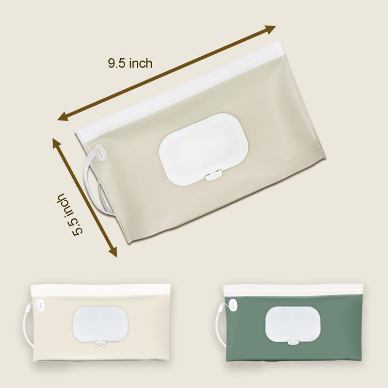 eoscasely Wipe Dispenser,2-Pack Portable Refillable Wipe Container,Reusable Travel Baby Wipes Dispenser, Waterproof and Dustproof(Sage Green & Cream) - Image 4